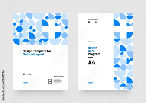 Vector layout template with geometric pattern for medical layout. For poster, flyer or banner.