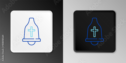 Line Church bell icon isolated on grey background. Alarm symbol  service bell  handbell sign  notification symbol. Colorful outline concept. Vector.