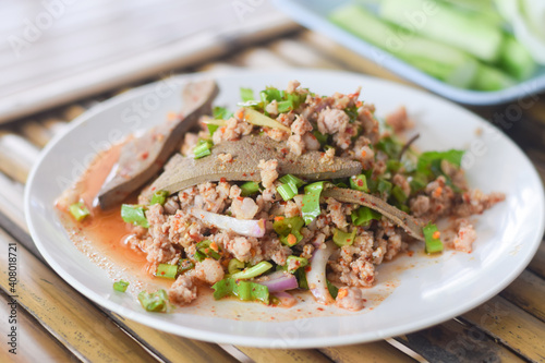 Spicy Minced Pork Salad Thai food