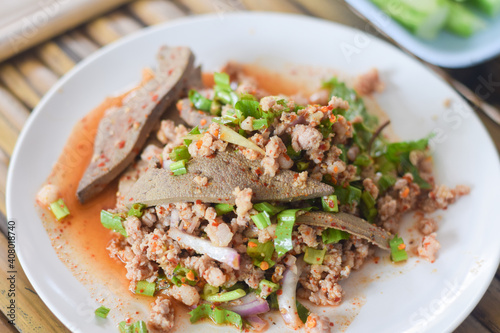 Spicy Minced Pork Salad Thai food