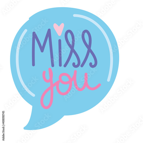 miss you speech bubble message design icon