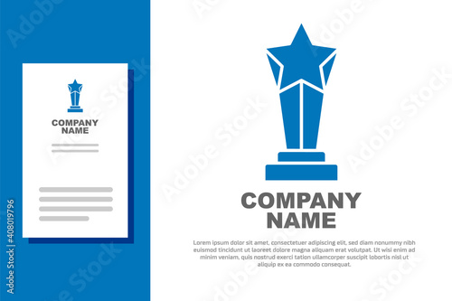 Fototapeta Naklejka Na Ścianę i Meble -  Blue Award cup icon isolated on white background. Winner trophy symbol. Championship or competition trophy. Sports achievement sign. Logo design template element. Vector.