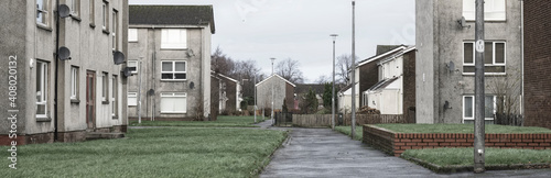 Fotografia Derelict council house in poor housing estate slum with many social welfare issu