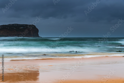 Wet weather sunrise seascape