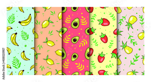 5 Seamless Fruit Pattern Collection