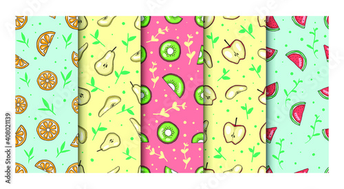 5 Seamless Fruit Pattern Collection