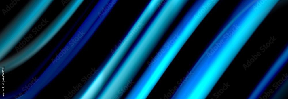 Dynamic motion abstract background. Color blurred stripes on black. Wave liquid lines poster. Vector illustration Dynamic motion abstract background. Color blurred stripes on black. Wave liquid lines poster. Vector illustration