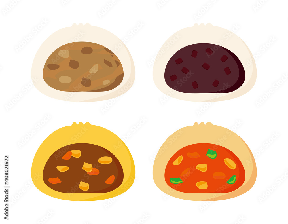 中華まんのベクターイラスト 肉まん 豚まん 中華まんのベクターイラスト 肉まん 豚まん