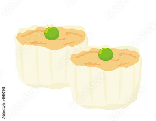グリーンピースが乗った焼売のベクターイラスト