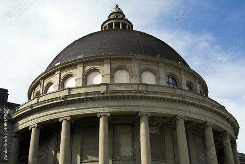 The ETH Zurich Zentrum campus with its historic Main Building. Close up from the entrance. Photo taken October 20th, 2020.