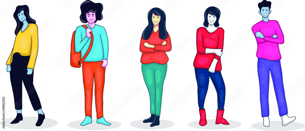 colorful hand drawn people character collection colorful hand drawn people character collection