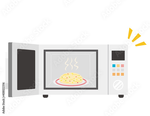 電子レンジのベクターイラスト　家電　炒飯