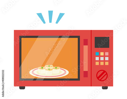 電子レンジのベクターイラスト　家電　焼売