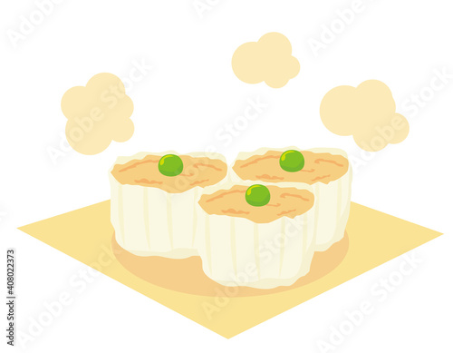 グリーンピースが乗った焼売のベクターイラスト