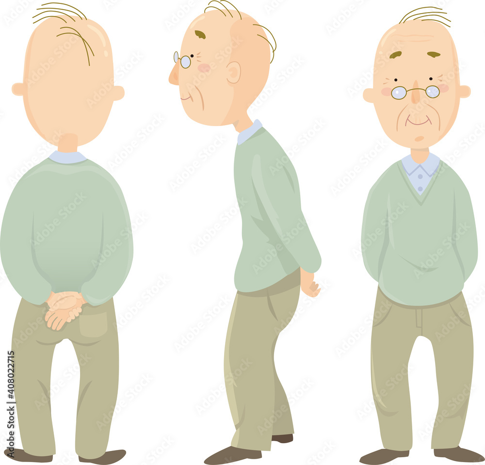 Vector illustration of an elderly man, grandfather