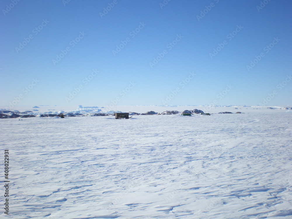 antarctica ice icebergs sea snow winter day