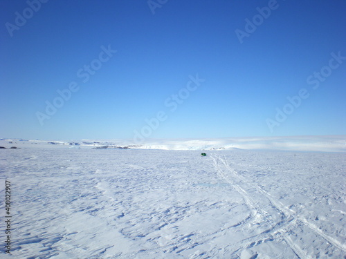 antarctica ice icebergs sea snow winter day