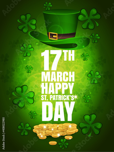 St. Patrick s Day. Vector illustration for design with clover. Template Design banner on St. Patrick s Day. Vector illustration EPS10