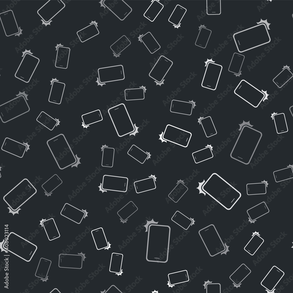 Grey Shockproof mobile phone icon isolated seamless pattern on black background. Vector. Grey Shockproof mobile phone icon isolated seamless pattern on black background. Vector.