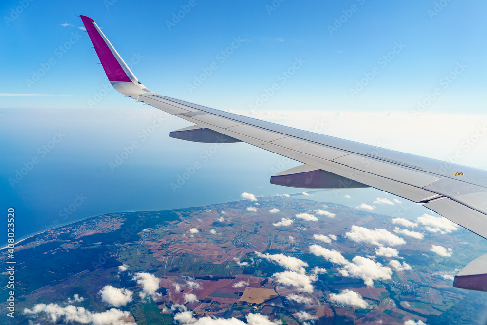 Fototapeta premium View from an airplane window to Baltic Sea