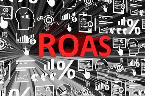 ROAS concept blurred background 3d render illustration