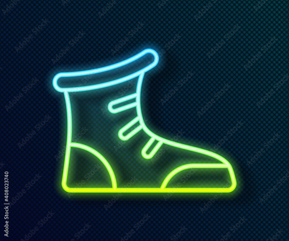 Glowing neon line Sport boxing shoes icon isolated on black background. Wrestling shoes. Vector. Glowing neon line Sport boxing shoes icon isolated on black background. Wrestling shoes. Vector.
