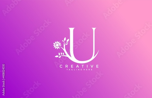 Letter U Linked Fancy Logogram Flower Logotype