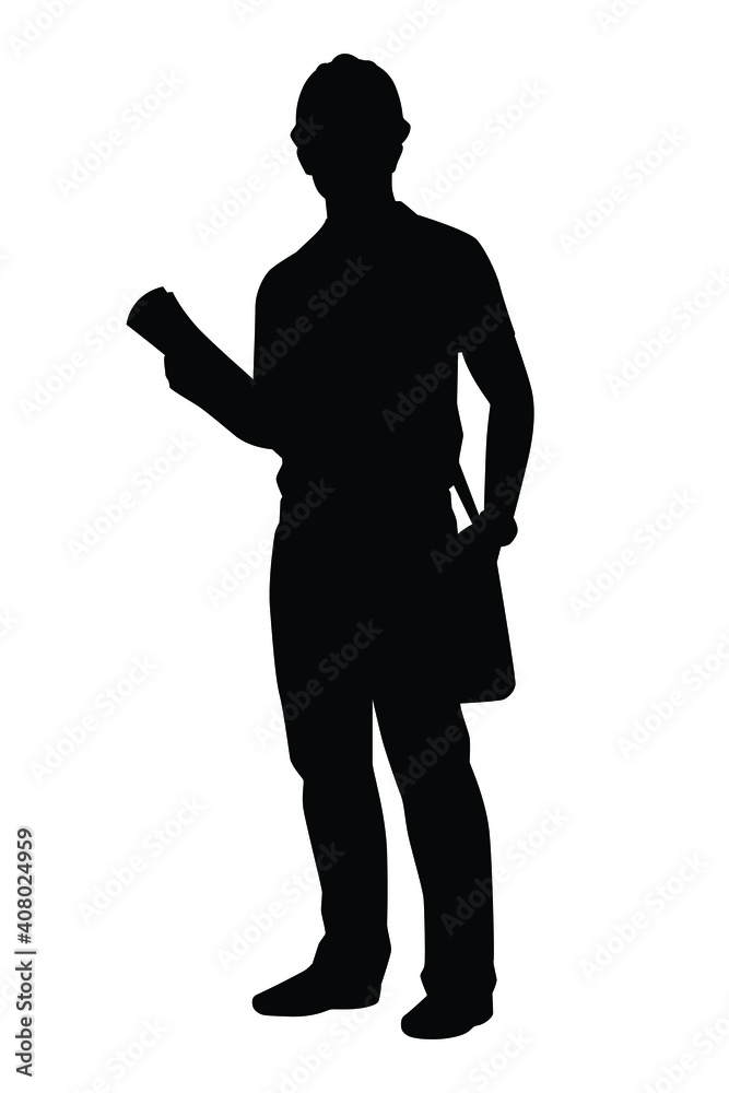 Engineer silhouette vector on white background, industrial people concept. Engineer silhouette vector on white background, industrial people concept.