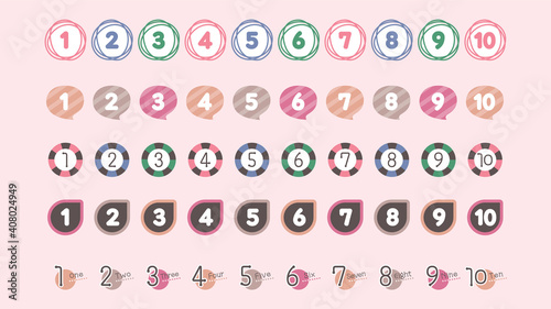 数字 見出し アイコン セット／ナチュラル