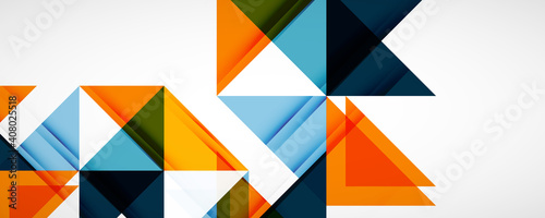 Geometric abstract background. Techno color triangle shapes. Vector illustration for covers, banners, flyers and posters and other designs