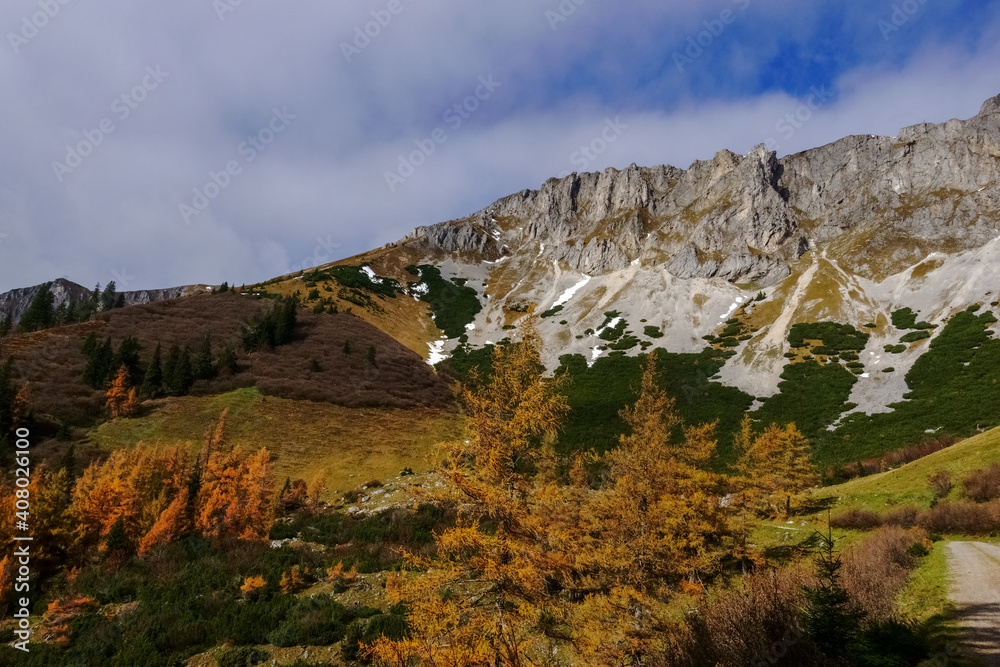 wonderful mountain landscape while hiking in autumn