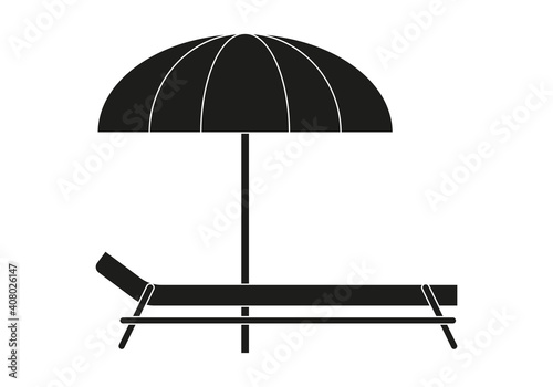 Icono negro de sombrilla en fondo blanco.