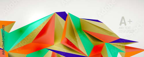 Vector triangle geometric backgrounds. Low poly 3d shape on light backdrop. Vector illustration for covers  banners  flyers and posters and other designs