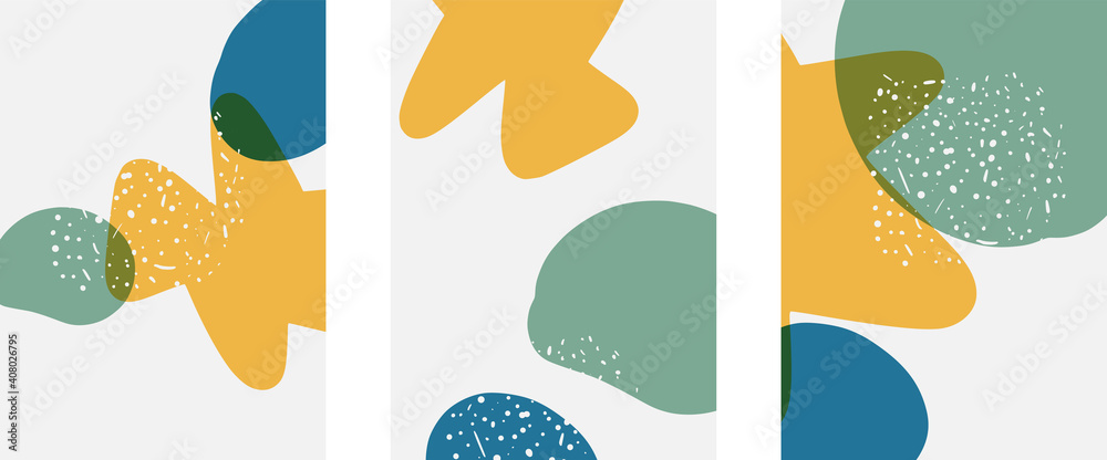 Fototapeta premium Hand drawn doodle shapes, wall art painting style, vector abstract background templates. A4 poster design or for covers, banners, flyers