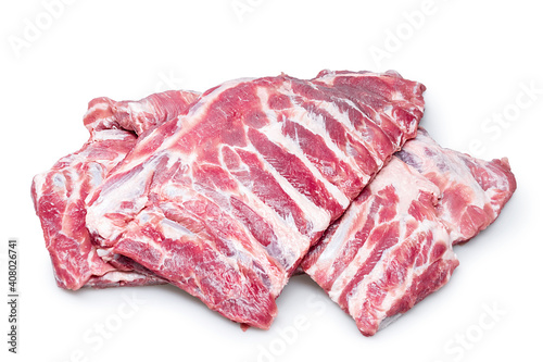 Raw fesh spare ribs isolated on white background
