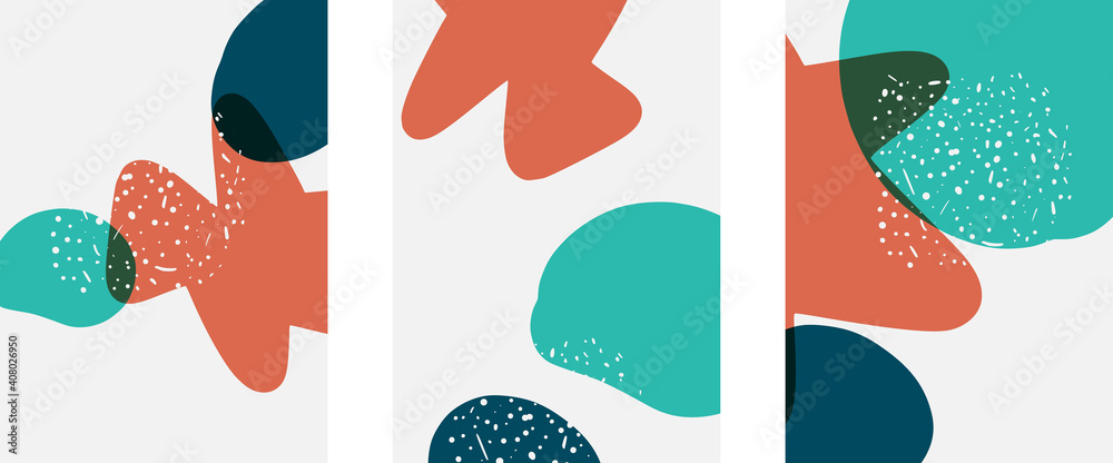 Fototapeta premium Hand drawn doodle shapes, wall art painting style, vector abstract background templates. A4 poster design or for covers, banners, flyers