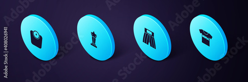 Set Isometric T-shirt with fight club MMA, Boxing short, Award cup and Bathroom scales icon. Vector.