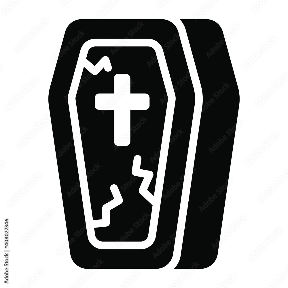 Obraz premium coffin, halloween vector glyph icon