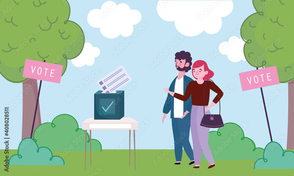 couple together vote box ballot voting place couple together vote box ballot voting place