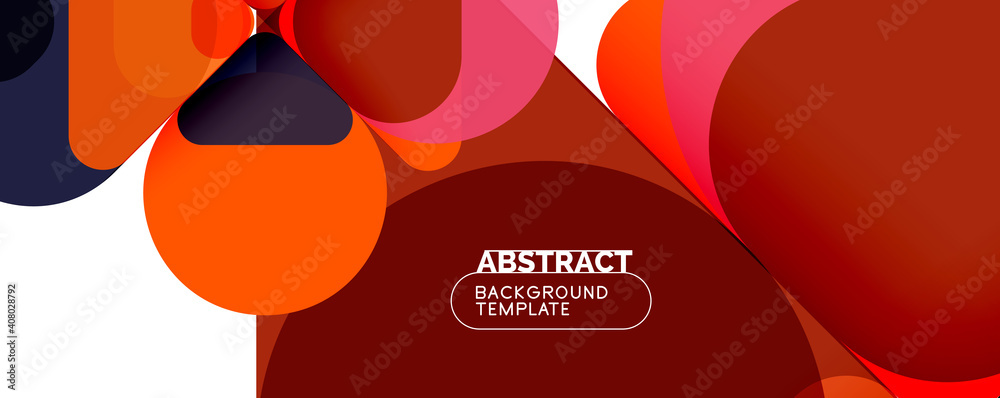 Flat geometric round shapes and dynamic lines, abstract background. Vector illustration for placards, brochures, posters and banners Flat geometric round shapes and dynamic lines, abstract background. Vector illustration for placards, brochures, posters and banners