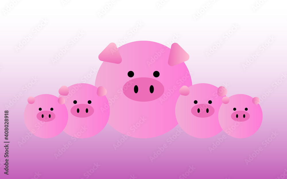 Cut pink pig face, Pig head Cut pink pig face, Pig head