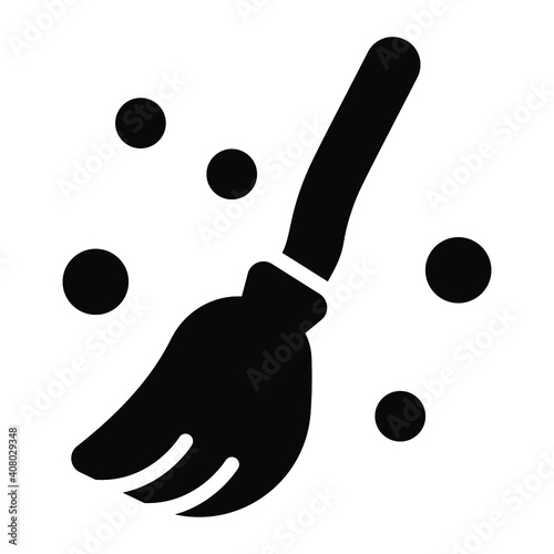 halloween, broom vector glyph icon