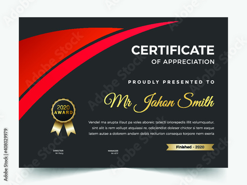 Professional elegant blue and gold diploma certificate template