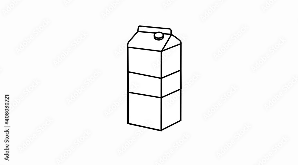 Vector Isolated Illustration of a Milk Box. Black and White Milk Box Icon Vector Isolated Illustration of a Milk Box. Black and White Milk Box Icon