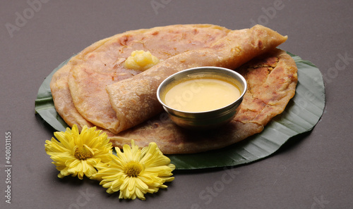 Obraz na płótnie Puran Poli, also known as Holige, is an Indian sweet flatbread from India consumed mostly during Holi festival