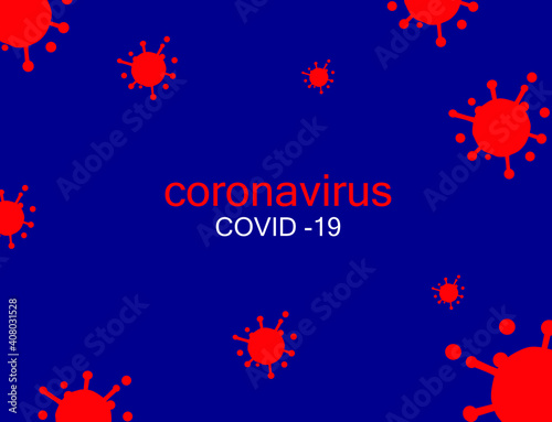 Image of Flu COVID-19 virus cell under the microscope on the blood.Coronavirus Covid-19 influenza banner background.Pandemic medical health crisis disease cell .Social distancing at home
