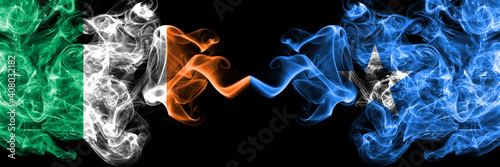 Canvastavla Republic of Ireland, Irish vs Somalia, Somali smoky mystic flags placed side by side