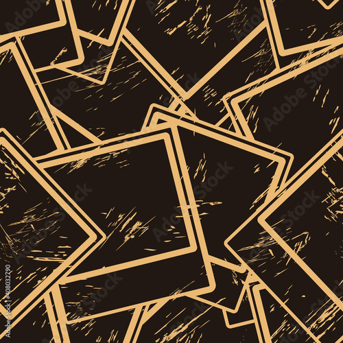 Seamless pattern with old photo. Silhouette photo retro texture. Lots of photo background pattern on craft paper. Print in old style. Grunge classic design