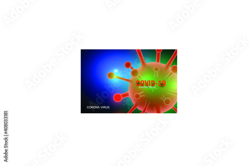 Image of Flu COVID-19 virus cell under the microscope on the blood.Coronavirus Covid-19 influenza banner background.Pandemic medical health crisis disease cell as a 3D render.Social distancing at home