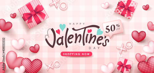 Valentine's day sale poster or banner backgroud.